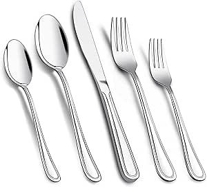 Silverware Set, Meythway Silverware Set 40 Pieces Service for 8, Stainless Steel Flatware Set with Spoons, Knives & Forks, Mirror Polished
