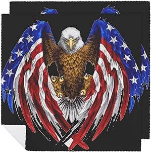 Bald Eagle American Flag Printed Cloth Napkins Reusable Dinner Tablecloth for Restaurant Wedding Party 19 X 19 Inch